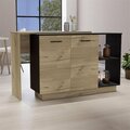 Depot E-Shop Creta Kitchen Island, Black & Light Oak DE-BWD5580